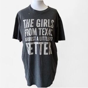 Gray Short Sleeve Tee with Bold Texas Print